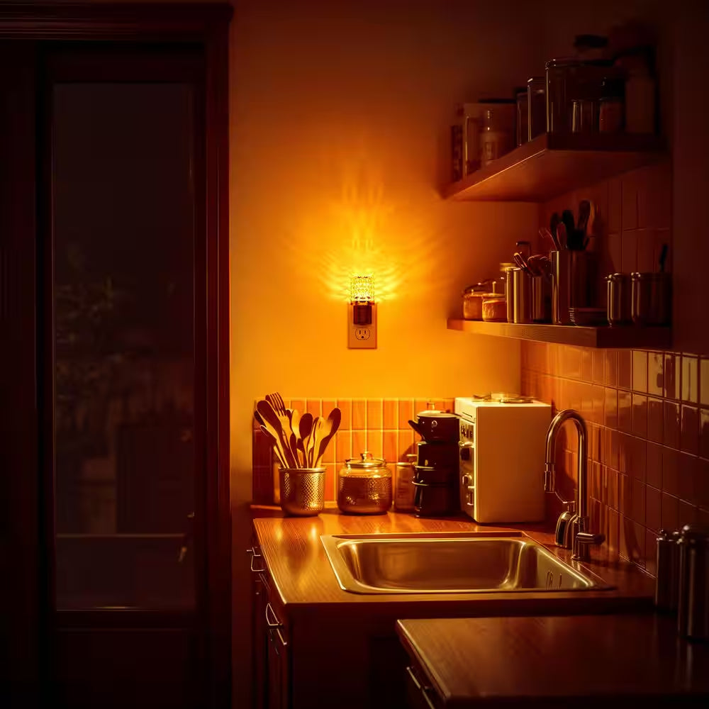 Amber LED Night Light Plug-In, Dimmable Nightlight with Light Sensor, 0-100LM for Hallway, Bathroom, Bedroom (2-Pack)