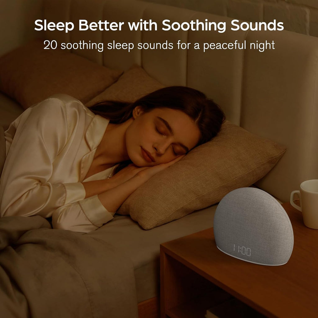 Sunrise Alarm Clock with White Noise Sound Machine for Bedroom | Wake-Up Light, 5 Gentle Alarm Sounds, 20 Soothing Sleep Sounds, Dimmable Display, Phone-Free Bedside Clock