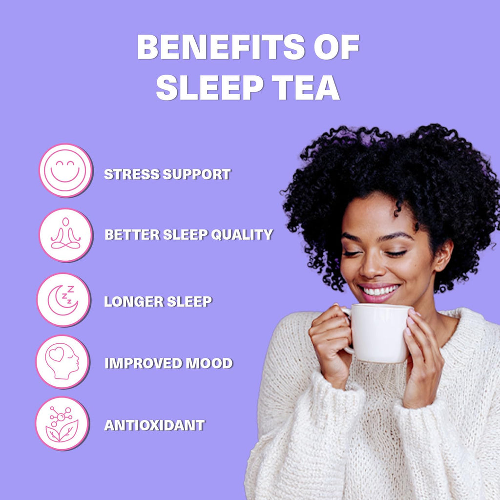 Sleep Tea for Bedtime - Calming Sleepytime Herbal Tea W/Valerian Root, Chamomile, Passion Flower, Lemon Balm - Relaxing Natural Nighty Night Sleeping Tea - Relaxation Self Care Gifts for Women