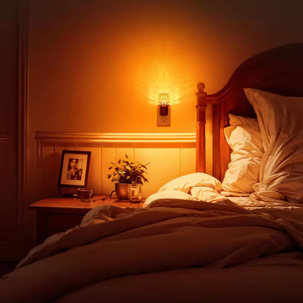 Amber LED Night Light Plug-In, Dimmable Nightlight with Light Sensor, 0-100LM for Hallway, Bathroom, Bedroom (2-Pack)