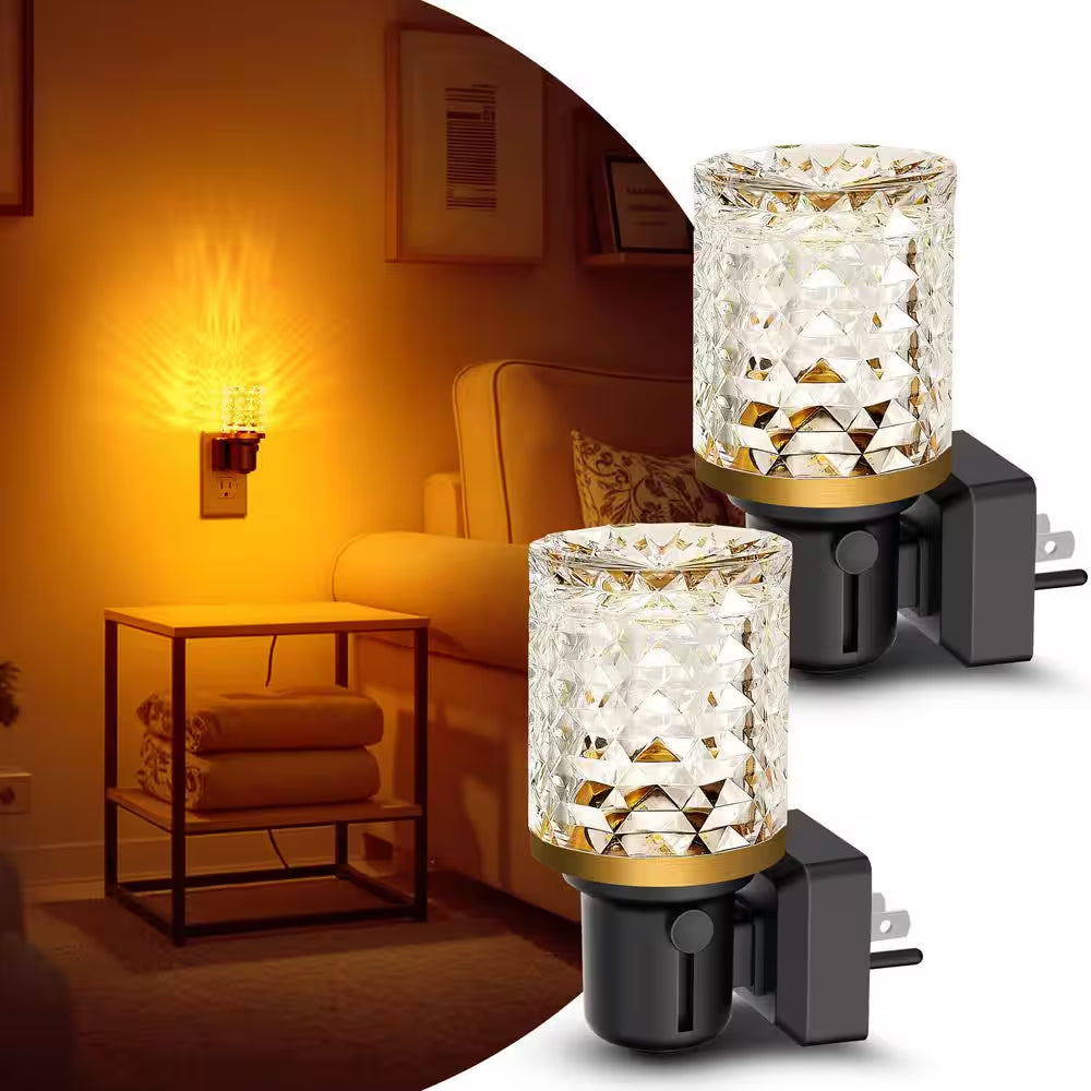 Amber LED Night Light Plug-In, Dimmable Nightlight with Light Sensor, 0-100LM for Hallway, Bathroom, Bedroom (2-Pack)