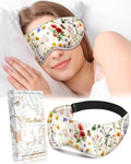 Silk Weighted Eye Mask - Microwave Eye Mask Heat and Cold Warm Compress for Sleeping Dry Eyes Pillow Soft Smooth Lavender Mulberry Silk Sleep Mask for Women Wife Mom - Flower