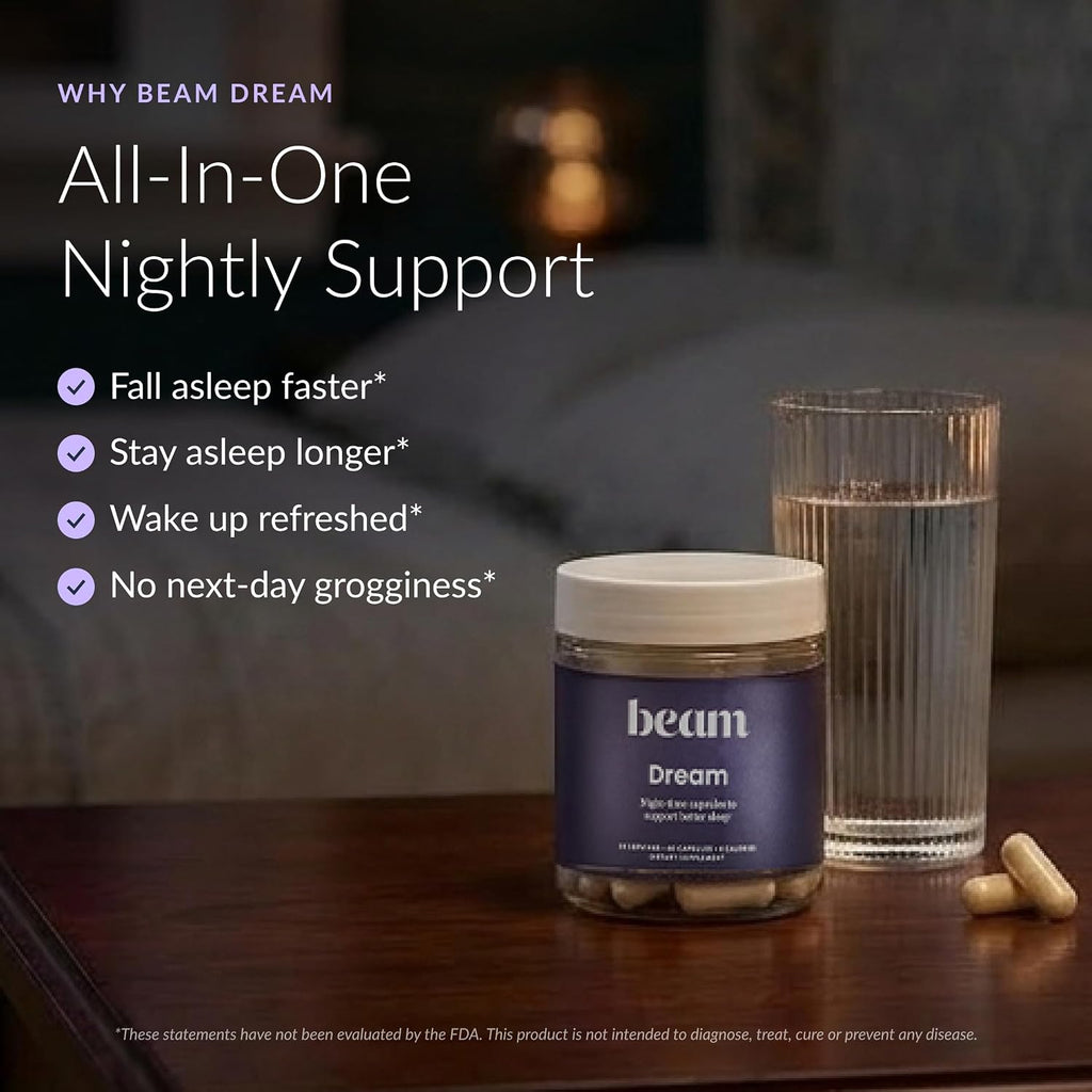 Dream Sleep Capsules – Melatonin Sleep Aid for Adults with Magnesium, L-Theanine, Reishi Mushroom & Apigenin, Sleep Supplement for Deep Sleep, Natural Sleep Aids, Sleep Pills, 30 Servings