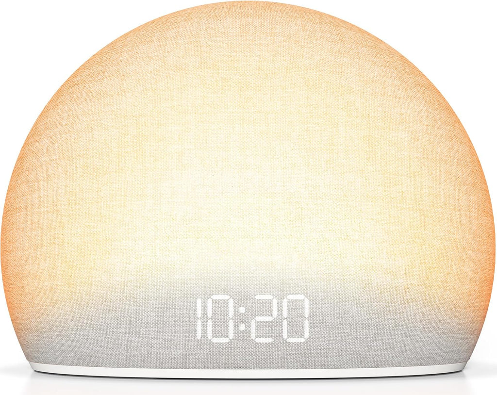 Sunrise Alarm Clock with White Noise Sound Machine for Bedroom | Wake-Up Light, 5 Gentle Alarm Sounds, 20 Soothing Sleep Sounds, Dimmable Display, Phone-Free Bedside Clock