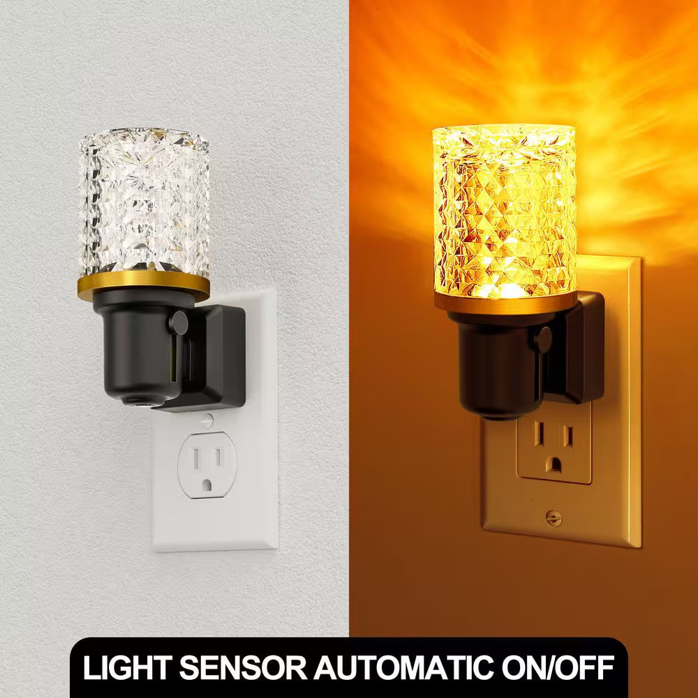 Amber LED Night Light Plug-In, Dimmable Nightlight with Light Sensor, 0-100LM for Hallway, Bathroom, Bedroom (2-Pack)