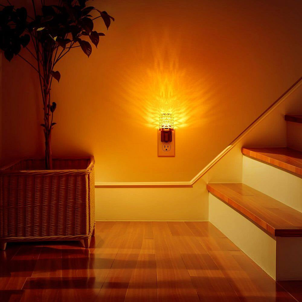 Amber LED Night Light Plug-In, Dimmable Nightlight with Light Sensor, 0-100LM for Hallway, Bathroom, Bedroom (2-Pack)