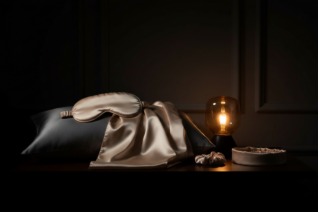 Satin Sleep Set — Eye Mask, Pillowcase & Hair Accessories