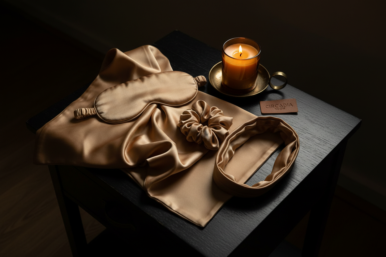 Satin Sleep Set — Eye Mask, Pillowcase & Hair Accessories